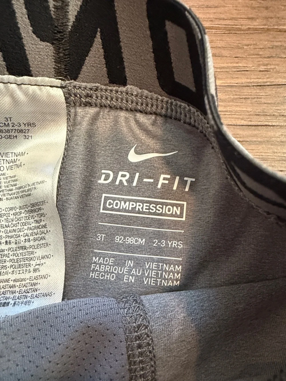 Nike Dri-Fit Toddler Compression Pants Size 2-3 Gray - C39-070 - Picture 2 of 6